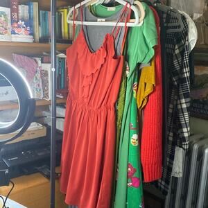 DOE & RAE strappy dress with ruffle front